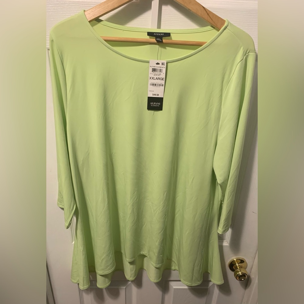 NWT ALFANI XXL LIME SHERBERT HI LOW LONG SLEEVE SHIRT